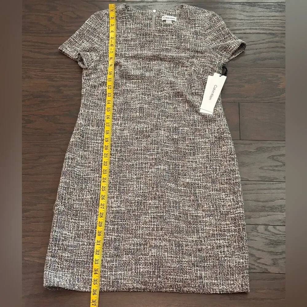 Calvin Klein Tweed Sheath Dress Multicolor Bouclé Careerwear Size 10 NWT